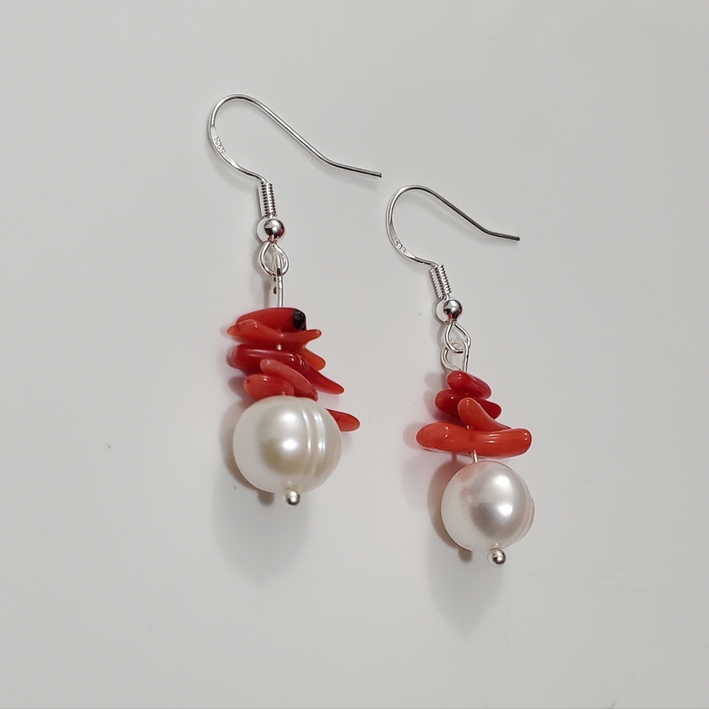 Handmade Corals & Pearls Earrings